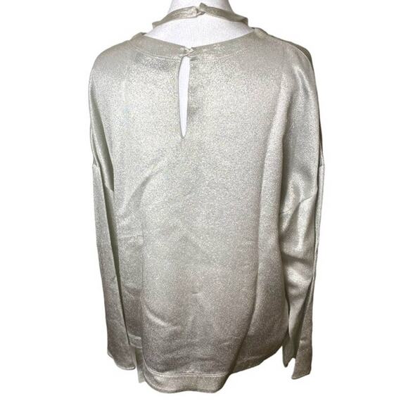 NWT VALENTINO TOP 6 LONG SLEEVED HAMMERED METALLIC SILVER BLOUSE HARNESS RUNWAY - Picture 7 of 14